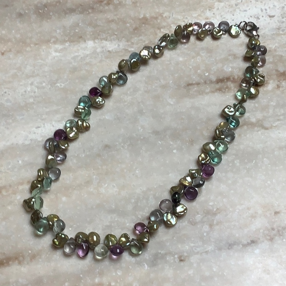 😍Pearl & Glass Bead Necklace 18”😍NWOT